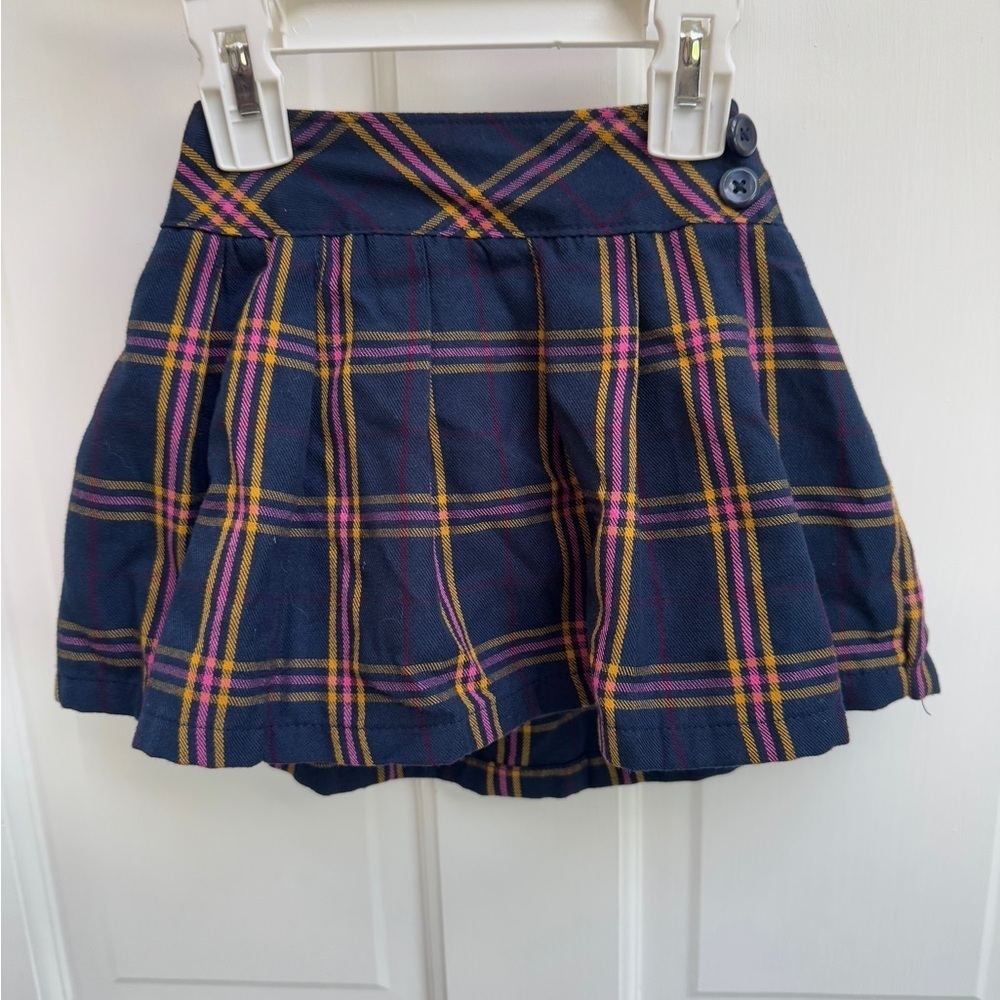 Garanimals 3T Girls Navy Plaid School Uniform Skirt Skort with Button Detail